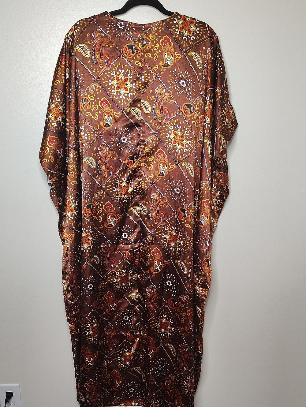 Winlar NWT One Size Brown Paisley Caftan Kaftan Maxi Cover Up Resort Dress - Picture 3 of 5